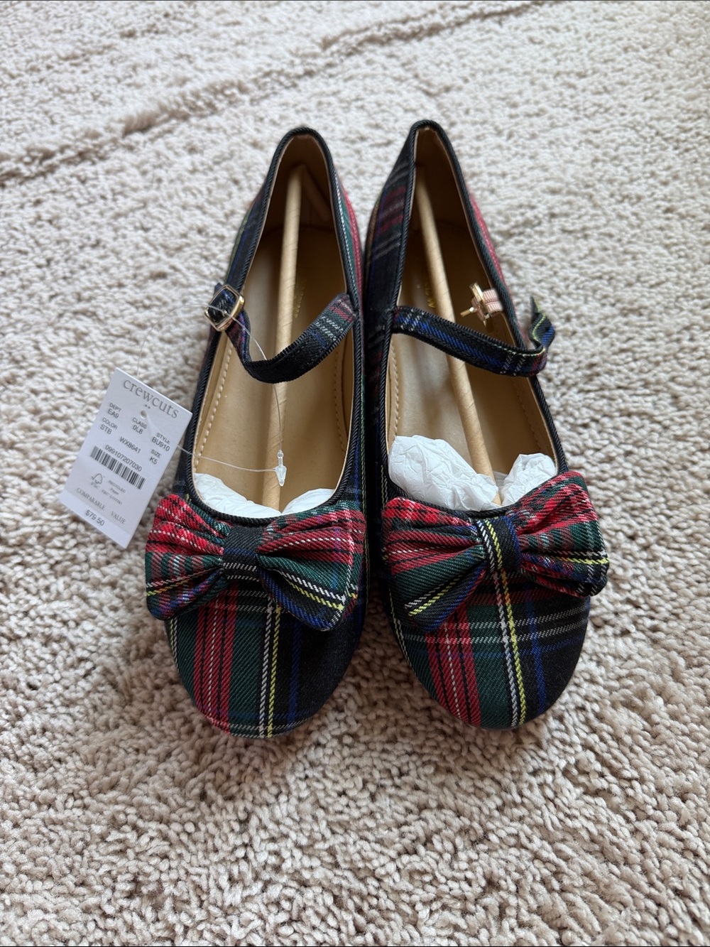 Crewcuts Plaid Mary Jane Shoes in Red, Green and Navy